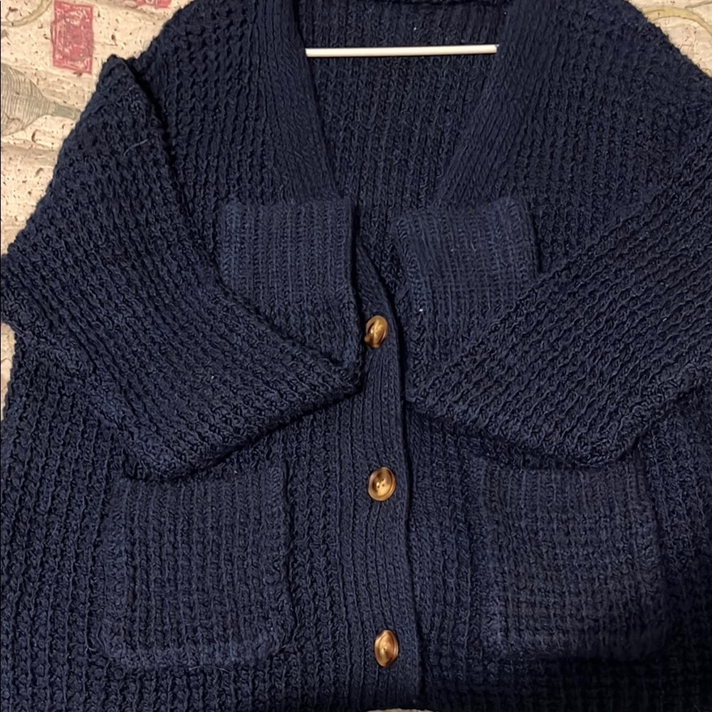 a.n.a Blue Chunky Knit Cardigan